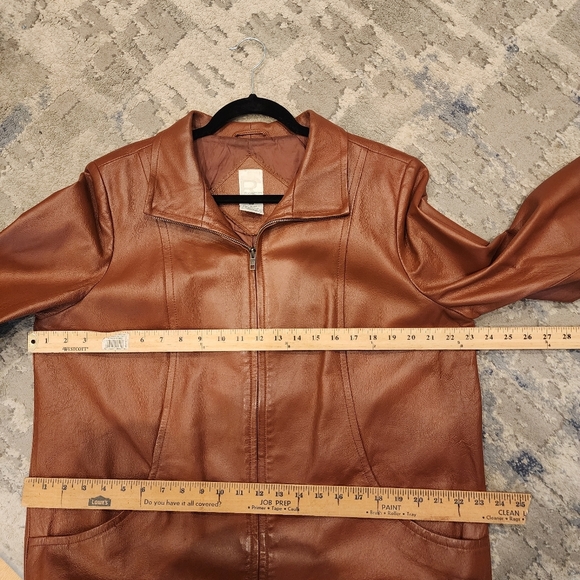 Roaman's 100% Leather Brown Zip Jacket Size 14W - Picture 9 of 16